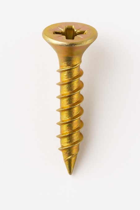 Șurub pentru PAL și lemn, cap încastrat 4,0x18 mm, PZ2 – Zincat Galben 100 buc