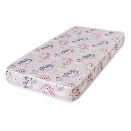 Saltea copii ortopedică Unicorni, 10 cm – husă bumbac, fermitate medie