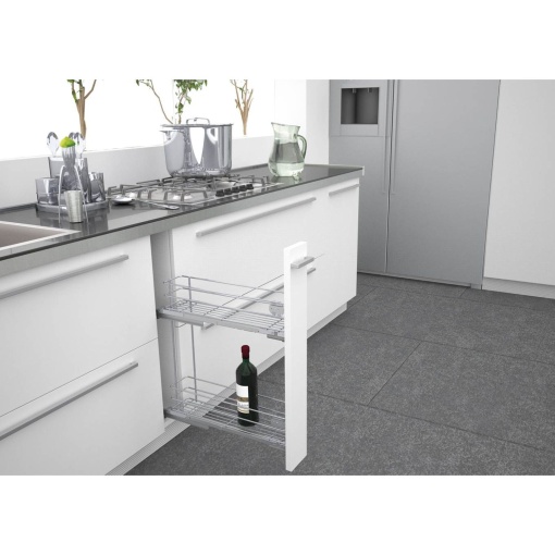 Cos Jolly 150 SIGE 002G, 2 coșuri, montaj stânga, extragere totală, amortizare integrată – pentru corp mobilier 150 mm