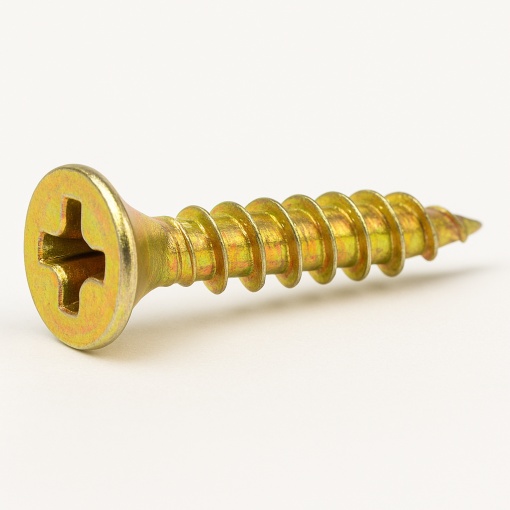 Șurub pentru PAL și lemn, cap încastrat 4,0x20 mm, PZ2 – Zincat Galben 100 buc