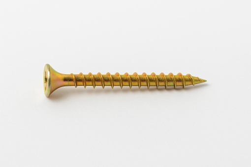 Șurub pentru PAL și lemn, cap încastrat 4,0x45 mm, PZ2 – Zincat Galben