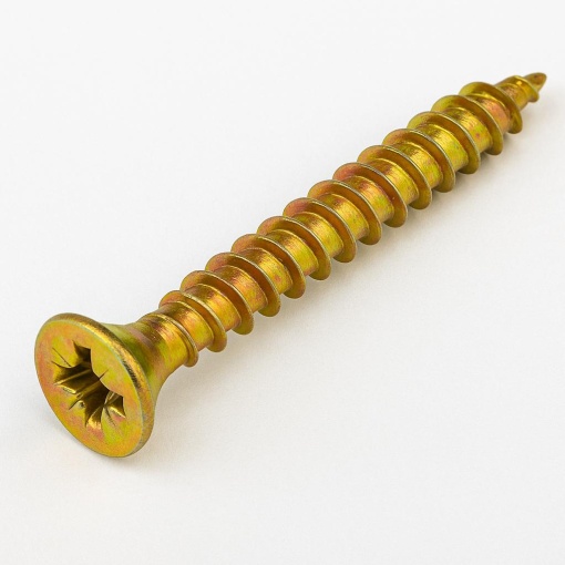 Șurub pentru PAL și lemn, cap încastrat 4,0x50 mm, PZ2 – Zincat Galben 100 buc
