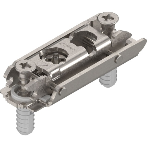 Plăcuță BLUM CLIP – Fixare EXPANDO, înălțime 8,5 mm, distanță 0 mm, reglaj ±2 mm, nichelat