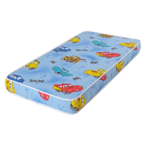 Saltea copii ortopedică Cars Albastru, husă bumbac, 10 cm – fermitate medie