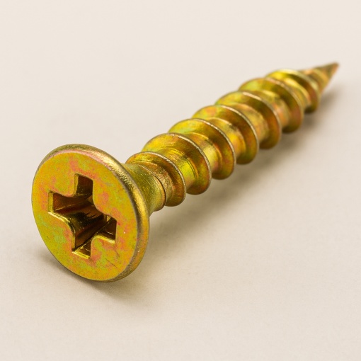 Șurub pentru PAL și lemn, cap încastrat 3,5x25 mm, PZ2 – Zincat Galben 100 buc