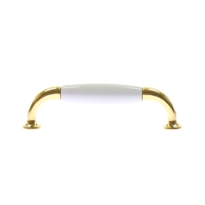 Mâner mobilă Dayton, distanță găuri 96 mm, 110 mm lățime, porțelan alb/auriu - Img 2