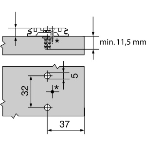 Plăcuță BLUM CLIP – în cruce, EXPANDO, orificiu longitudinal, 0 mm, înălțime 8,5 mm, nichelat - Img 2