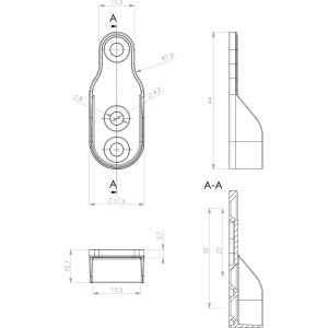 Suport bară haine Oval 2 – 3 găuri pentru șurub, zinc nichelat - Img 2