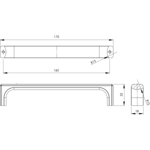 Mâner mobilă Fold, distanță găuri 160 mm, lungime 170 mm, zinc, efect inox - Img 3