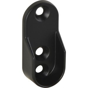 Suport bară haine ovală 30x15 mm, 3 găuri, zinc negru - Img 1