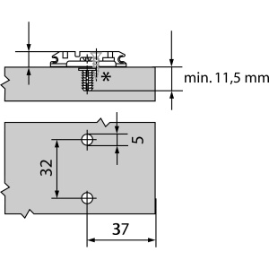 Plăcuță BLUM CLIP – Fixare EXPANDO, distanță 0 mm, înălțime 8,5 mm, reglaj +/-2 mm, nichelat - Img 3