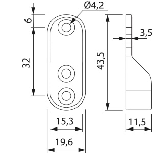 Suport bară haine ovală 30x15 mm, 3 găuri, zinc negru - Img 2
