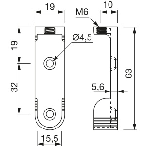 Suport bară haine Oval 6, 30x15 mm, zinc nichelat, fără șurub - Img 2