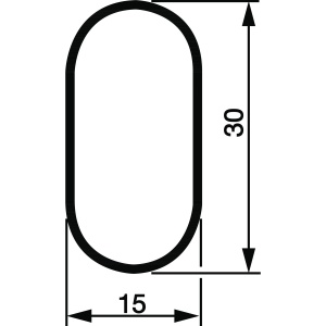Bară ovală haine 30x15 mm, oțel negru, tăiată la dimensiune, 0.8 mm grosime - Img 2