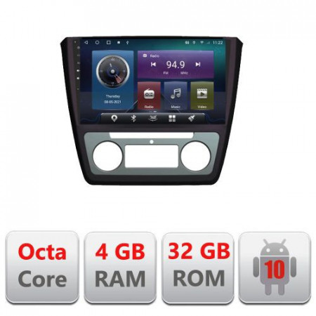 NAVIGATIE CARPAD ANDROID 10 DEDICATA SKODA YETI 2009-2014 ECRAN 9" CAPACITIV INTERNET 3G WIFI PROCESOR OCTA CORE 4GB RAM 32GB 1,6 GHZ DVR CARKIT BLUETOOTH MIRROR LINK MODEL KIT-YETI+EDT-E409