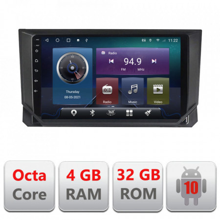 NAVIGATIE CARPAD ANDROID 10 DEDICATA SEAT IBIZA 2017-, ECRAN 9" CAPACITIV INTERNET 3G WIFI PROCESOR CORTEX A9 OCTA CORE 2G RAM 32GB 1,6 GHZ DVR CARKIT BLUETOOTH MIRROR LINK MODEL KIT-IBZ+EDT-E409