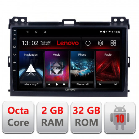 NAVIGATIE CARPAD ANDROID 10 DEDICATA TOYOTA PRADO J120 2004-2009 ECRAN CAPACITIV OCTACORE 2GB RAM 32 GB ROM DVR CARKIT BLUETOOTH MIRROR LINK MODEL LENOVO KIT-456+EDT-E509