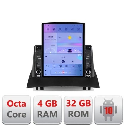 Navigatie Renault Megane 2 G-098 ecran tip TESLA 9.7" cu Android Radio Bluetooth Internet GPS WIFI 4+32GB DSP 4G Octa KIT-098+EDT-E709