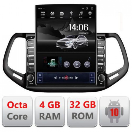 NAVIGAȚIE ANDROID 10 DEDICATA JEEP COMPASS 2017- ECRAN CAPACITIV TIP TESLA 9,7" PROCESOR OCTACORE 4GB RAM 32GB MEMORIE INTERNA DVR CARKIT BLUETOOTH MIRROR LINK MODEL TESLA KIT-732+EDT-E710