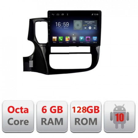 NAVIGAȚIE CARPAD ANDROID 10 DEDICATĂ MITSUBISHI OUTLANDER 2013-2019 ECRAN CAPACITIV OCTACORE 6GB RAM 128GB ROM DVR CARKIT BLUETOOTH MIRROR LINK KIT-1230+EDT-E610