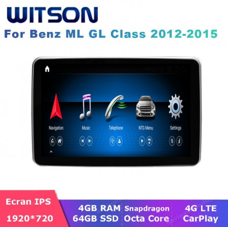 NAVIGATIE ANDROID 9 DEDICATA MERCEDES ML W166 GL X166 2012-2015 NTG 4.5 ECRAN CAPACITIV 9" TOUCHSCREEN INTERNET WIFI SIM 4G OCTACORE 4GB RAM 64 GB ROM DVR CARKIT BLUETOOTH CARPLAY ANDROID AUTO MODEL WITSON W2-ZF8315