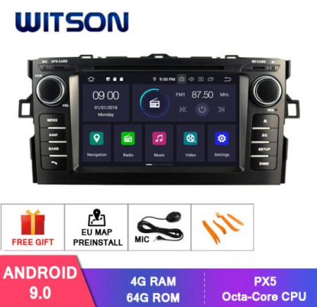 NAVIGATIE ANDROID 9.0 DEDICATA TOYOTA AURIS 2007-2012 WITSON W2-RVF5730 ECRAN IPS INTERNET 4G WIFI OCTA-CORE 4G RAM 64GB CARKIT MIRROR LINK GPS WAZE