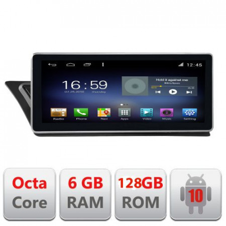 NAVIGAȚIE CARPAD ANDROID 10 DEDICATĂ AUDI Q5 8R 2008-2015 ECRAN CAPACITIV OCTACORE 6GB RAM 128GB ROM DVR CARKIT BLUETOOTH MIRROR LINK KIT-Q5+EDT-E609