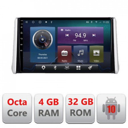 NAVIGATIE CARPAD ANDROID 10 DEDICATA TOYOTA RAV4 2018- ECRAN 9" CAPACITIV INTERNET 3G WIFI PROCESOR CORTEX A9 OCTA CORE 4G RAM 32GB 1,6 GHZ DVR CARKIT BLUETOOTH MIRROR LINK MODEL KIT-RAV4+EDT-E409