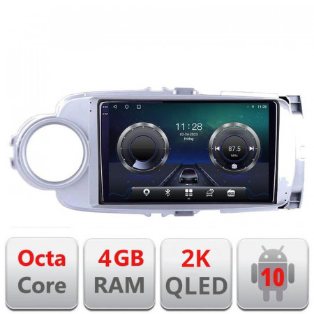 Navigatie dedicata Toyota Yaris 2010-2018 C-YARIS10 Android Octa Core Ecran 2K QLED GPS 4G 4+32GB 360 KIT-YARIS10+EDT-E409-2K