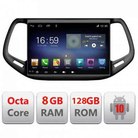 NAVIGATIE CARPAD ANDROID 10 DEDICATA JEEP COMPASS 2017- ECRAN CAPACITIV OCTACORE 4GB RAM 64 GB ROM DVR CARKIT BLUETOOTH MIRROR LINK MODEL LENOVO KIT-732+EDT-E610