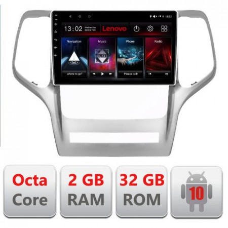 NAVIGATIE CARPAD ANDROID 10 DEDICATA JEEP GRAND CHEROKEE 2010-2012 ECRAN CAPACITIV OCTACORE 2GB RAM 32 GB ROM DVR CARKIT BLUETOOTH MIRROR LINK MODEL LENOVO KIT-grche+EDT-E509