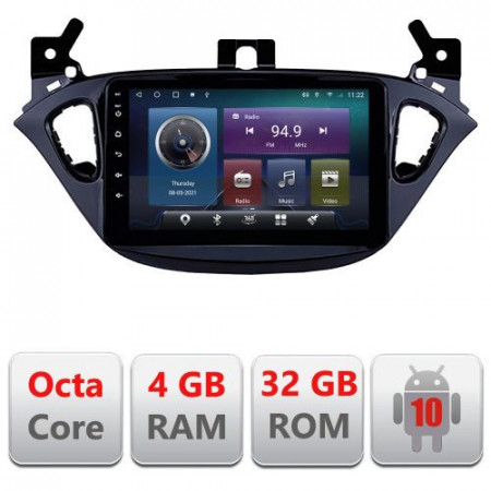 NAVIGATIE CARPAD ANDROID 10 DEDICATA OPEL CORSA E 2013-2016 ECRAN 9" CAPACITIV INTERNET 3G WIFI PROCESOR OCTA CORE 4GB RAM 32GB 1,6 GHZ DVR CARKIT BLUETOOTH MIRROR LINK MODEL KIT-corsa+EDT-E409