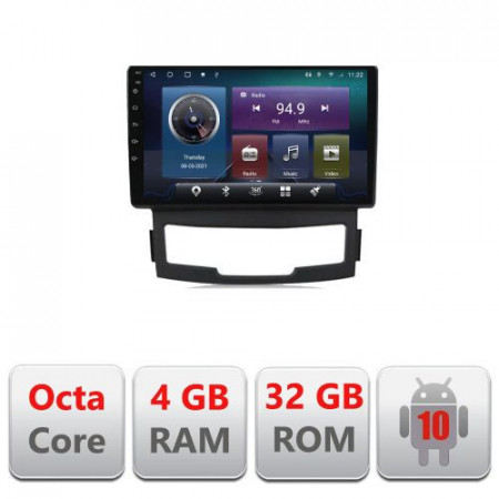 NAVIGATIE CARPAD ANDROID 10 DEDICATA SSANGYONG KORANDO 2011-2013 ECRAN 9" CAPACITIV INTERNET 3G WIFI PROCESOR OCTA CORE 4GB RAM 32GB 1,6 GHZ DVR CARKIT BLUETOOTH MIRROR LINK MODEL KIT-159+EDT-E409