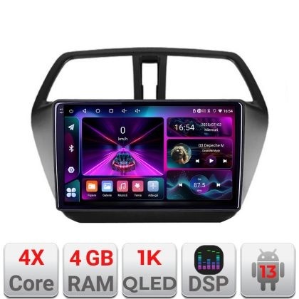 Navigatie Suzuki S-Cross Quad Core A-337 4+64 InCell Display 1K Android Waze USB Navigatie Internet Youtube Radio KIT-337+EDT-E209-RK