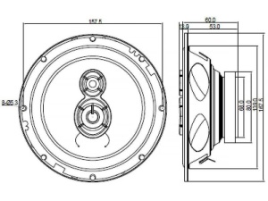 Difuzoare Coaxiale Blaupunkt ICx 663 3 Cai 165 mm, 35 W RMS, 4 Ω, 91 dB, adâncime de montaj 53 mm, magnet neodim