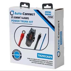 Kit de cabluri de alimentare amplificator pentru portbagaj Auto-Connect TK21CCA25 Pure CCA 21.6 mm² 4 AWG