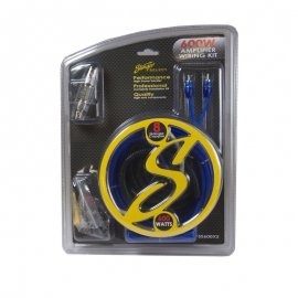 Kit De Cabluri Subwoofer Pentru Instalare Amplificator Auto STINGER cablu alimentare albastru transparent cu sectiune de 8 mm2 - 5 m cablu masa argintiu transparent - 0.9 m cablu RCA - 5 m