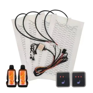 Kit incalzire in 2 scaune auto, tehnologie carbon, 4 piese, cu 3 trepte si butoane push slim butoane on/off ASHS-1