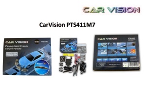Kit senzori parcare OEM LOOK cu display LED si INELE ADAPTOARE PENTRU MONTARE UNGHIULARA PTS411M7 CarVision