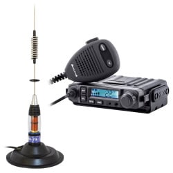 Kit Statie radio CB Midland M-MINI + Antena PNI ML70 lungime 70cm cu magnet 145mm