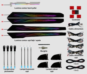 Lumini ambientale dedicate Lexus R X 2015-2022, RGB Acrilice 17 in 1 Dinamice cu efect symphony, Control din Aplicatie Bluetooth