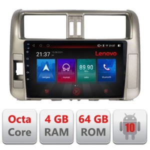 NAVIGATIE CARPAD ANDROID 10 DEDICATA TOYOTA PRADO GXL J150 2009-2013 ECRAN CAPACITIV OCTACORE 4GB RAM 64 GB ROM DVR CARKIT BLUETOOTH MIRROR LINK MODEL LENOVO KIT-347+EDT-E510-PRO