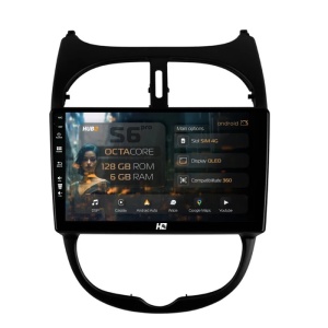 Navigatie HUB64 Peugeot 206 (1998-2012), 6GB RAM, Android 13, Octacore, Slot Sim 4G, DSP, GPS, Wi-FI, Carplay, Android Auto, USB, Bluetooth, Waze, Touchscreen, 9 Inch