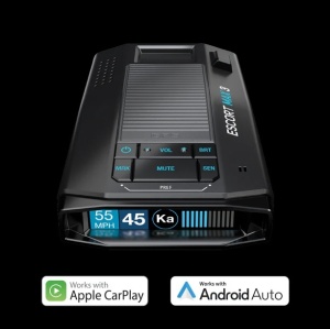 Detector de radar portabil Escort Max 3 International pentru radarele si pistoalele laser de ultima generatie, Conectivitate Bluetooth, Compatibilitate Apple CarPlay si Android Auto