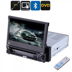 DVD PLAYER AUTO UNIVERSAL 1DIN CU ECRAN RETRACTABIL LCD 7'' FATA DETASABILA CARKIT BLUETOOTH USB SD MODEL 9505