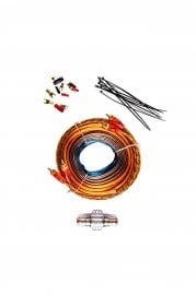 Kit De Cabluri Subwoofer Pentru Instalare Amplificator Auto JUICE cablu alimentare argintiu transparent cu sectiune de 8.3 mm2 - 4.8 m cablu masa negru transparent cu sectiune de 10 mm2 - 0.9 m cablu RCA dublu ecranat, OF - 4.8 metri