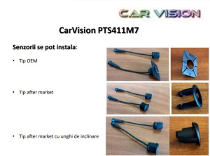 Kit senzori parcare OEM LOOK cu display LED si INELE ADAPTOARE PENTRU MONTARE UNGHIULARA PTS411M7 CarVision