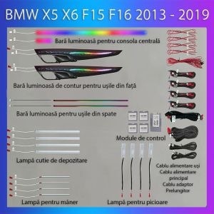 Lumini Ambientale BMW Seria X5 X6 2013-2019 dedicat trimuri control telefon sau sistem original AMB-BM-F15-TRIMMS