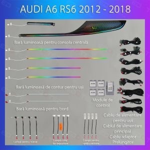 Lumini ambientale dedicate Audi A6 RS6 C7 2012-2018 set complet control telefon sau sistem original - Img 3