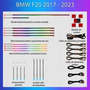 Lumini ambientale dedicate BMW Seria 1 (F20) 2016-2020 set complet control telefon sau sistem original